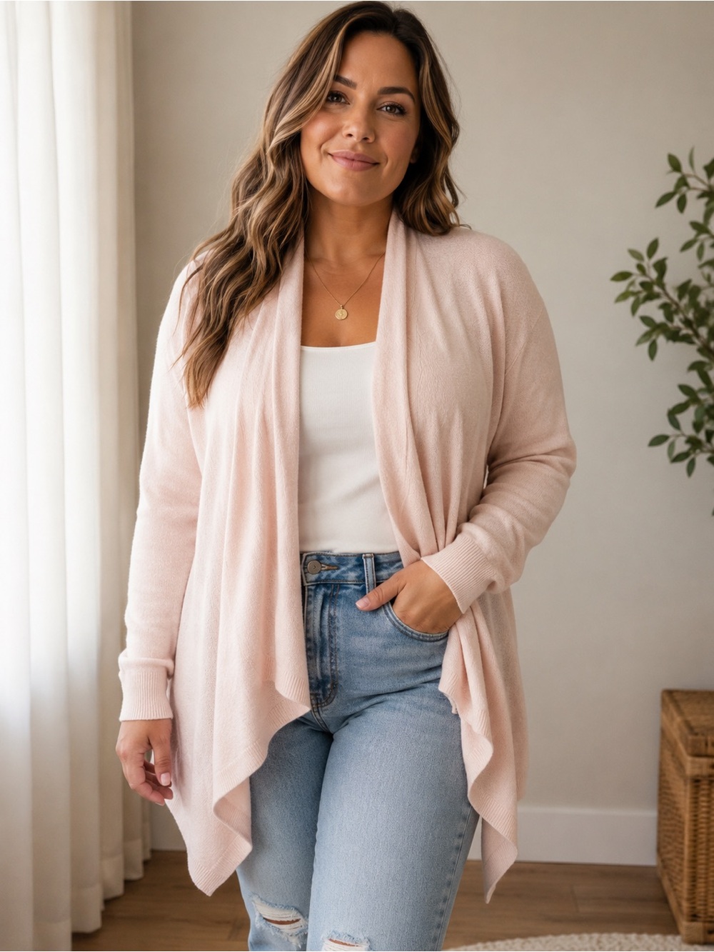 Ted Baker Blush Open-Front Draped Cardigan